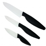 3-piece Ceramic Knife Set with White Blade and Black Handle