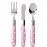 Childrens Cutlery Set 3 Piece Blue and White Spot