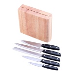 5-Piece Stainless Steel Kitchen Cutlery Knife Set , with Pine Wooden Block