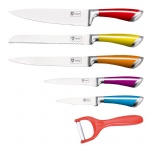 Set of 5 Stainless Steel Knives and Peeler