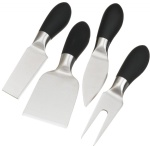 Cheese Knives with Black Soft Touch Handles, Set of 4