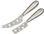Stainless Steel Cheese Knives with Open Surface Blade, Set of 2
