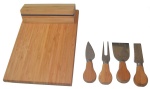 Magnetic Bamboo Cheese Board Set with 4 Stainless Steel Tools