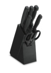Quality Stainless Steel Knife Block, Set of 7, Black/ Silver