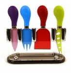 4 Piece Cheese Knife Set with Stand- High Grade