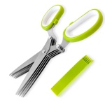 Herb Scissors Stainless Steel - Multipurpose Kitchen Shear with 5 Blades and Cover with Cleaning Comb