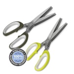 5-blade Herb Scissors - Cutlery Shears Choppers & Mincer - Kitchen, Garden, Office - Stainless Steel, Chili Red