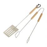 Rubber Wood Handle BBQ 2 Piece Tool Set