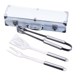 3-Piece Stainless-Steel Barbecue Set with Aluminum Storage Case