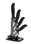 Ceramics 4 Knife Black Ceramic Knives Set with Block Stand Holder