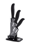 Ceramics 3 Knife Black Ceramic Knives Set with Block Stand Holder